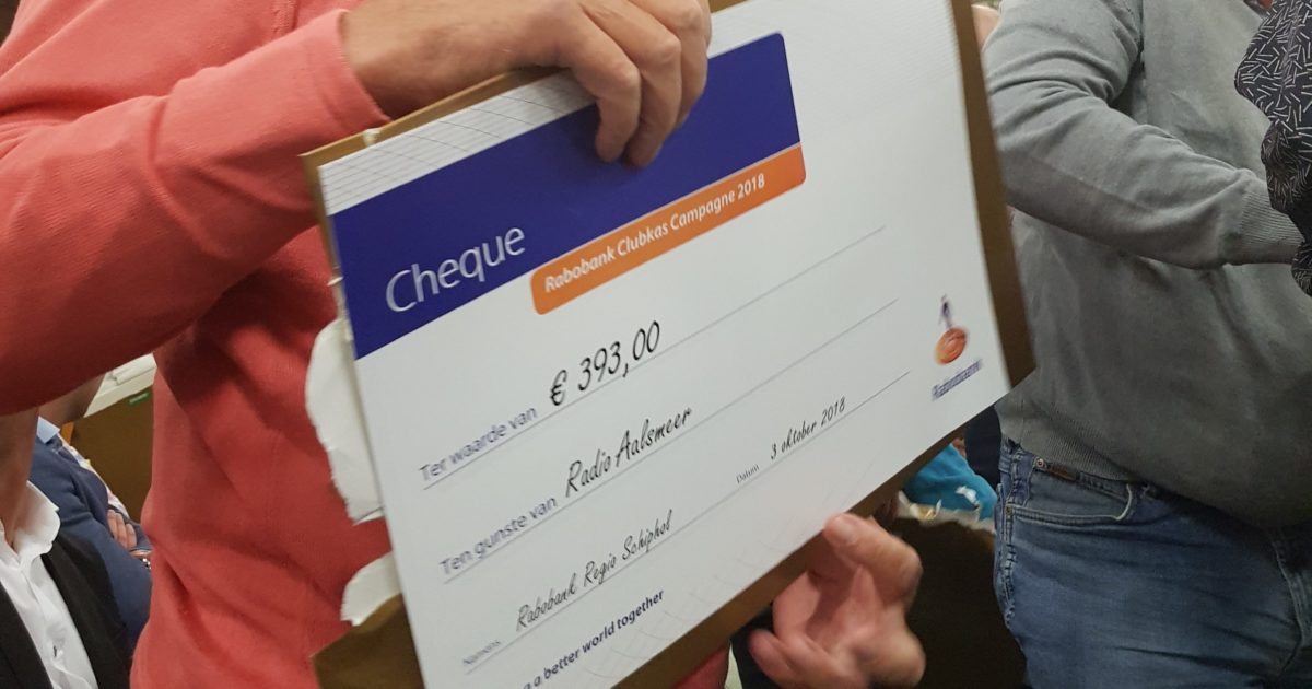 Cheque Rabobank Rabobank strooit met cheques | Radio Aalsmeer